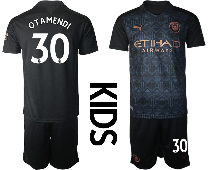 Youth 2020-2021 club Manchester City away black #30 Soccer Jerseys